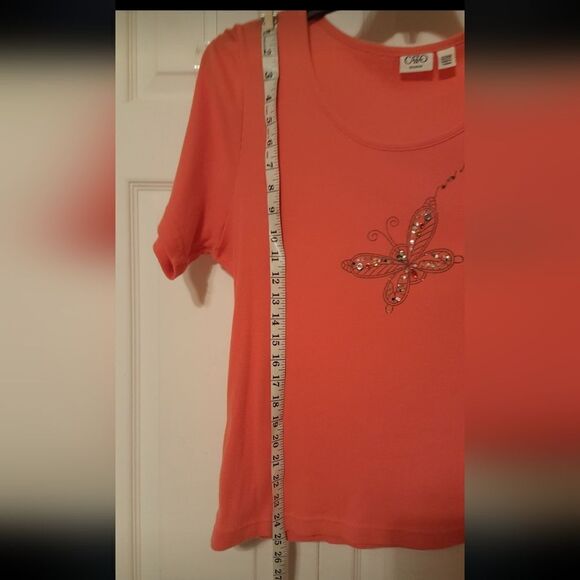 #446 CATO Orange Top with Embroidered butterfly,Sz. 3X - Picture 6 of 6